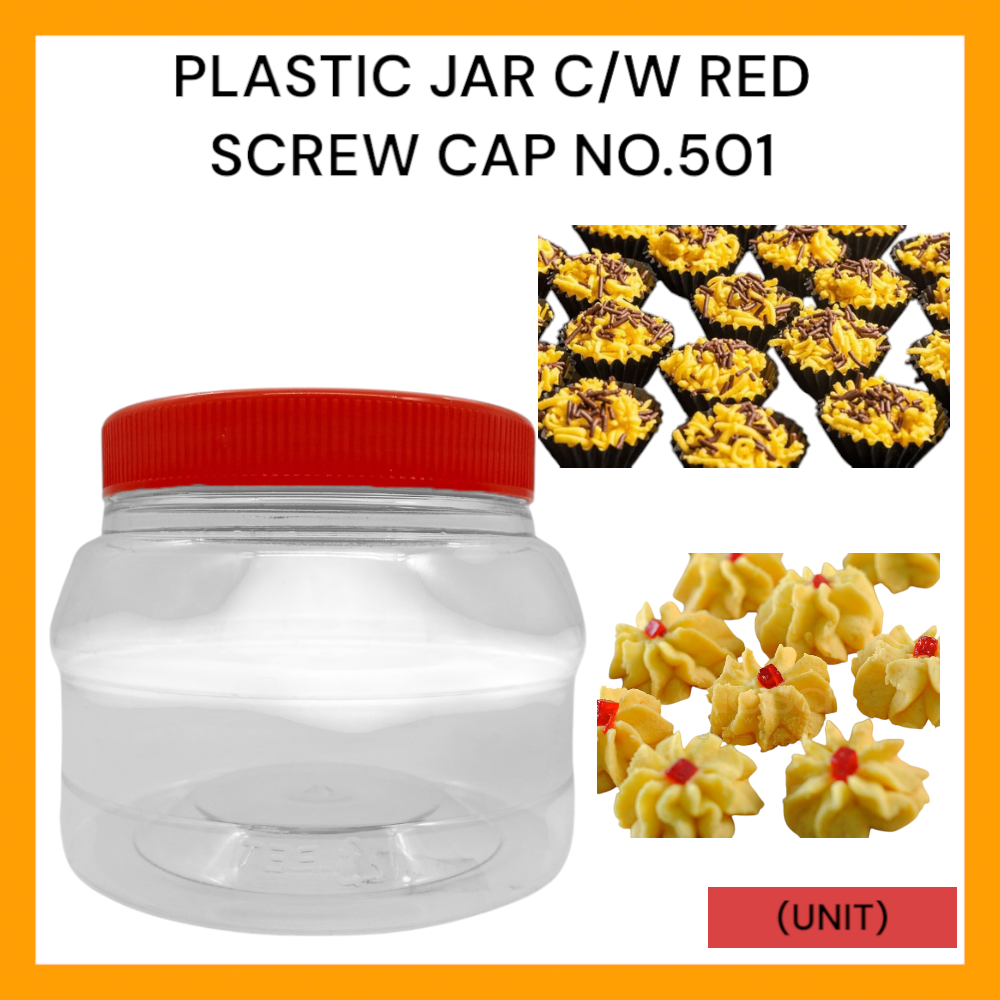 PLASTIC JAR C/W RED SCREW CAP NO.501 PER UNIT