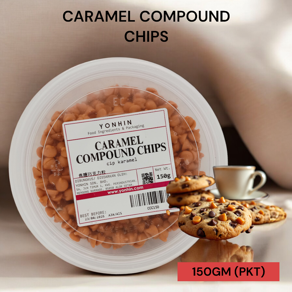 CARAMEL COMPOUND CHIPS 150GM PER PKT