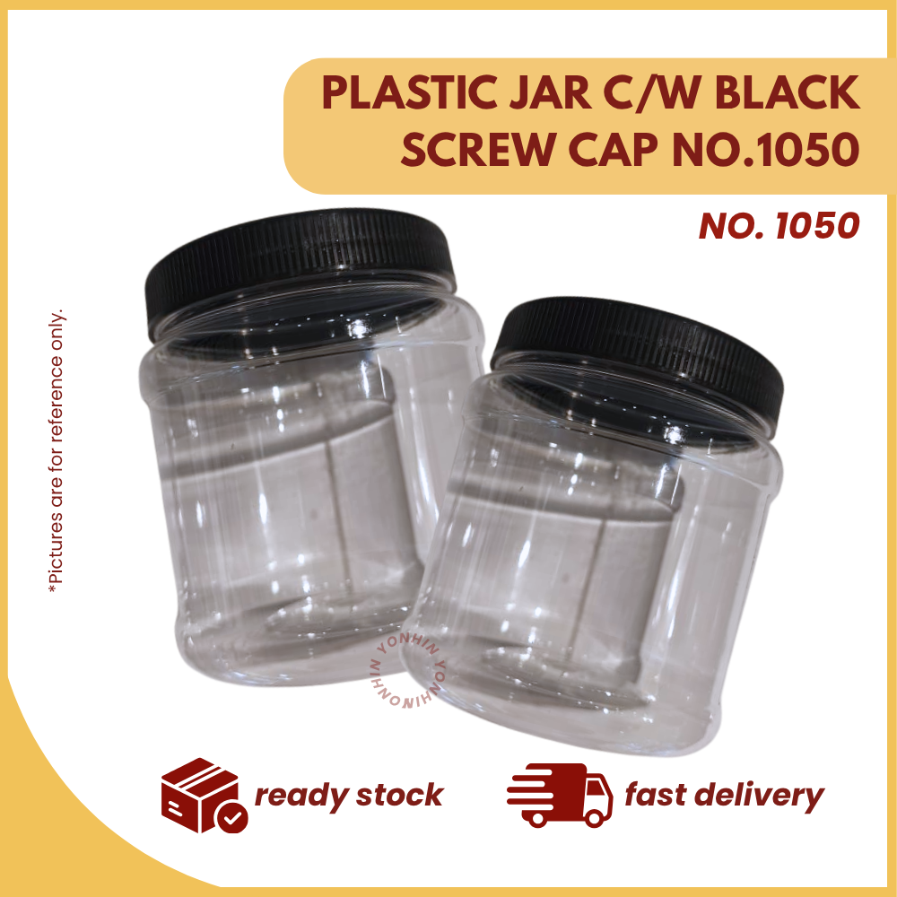 PLASTIC JAR C/W BLACK SCREW CAP NO.1050-UNIT