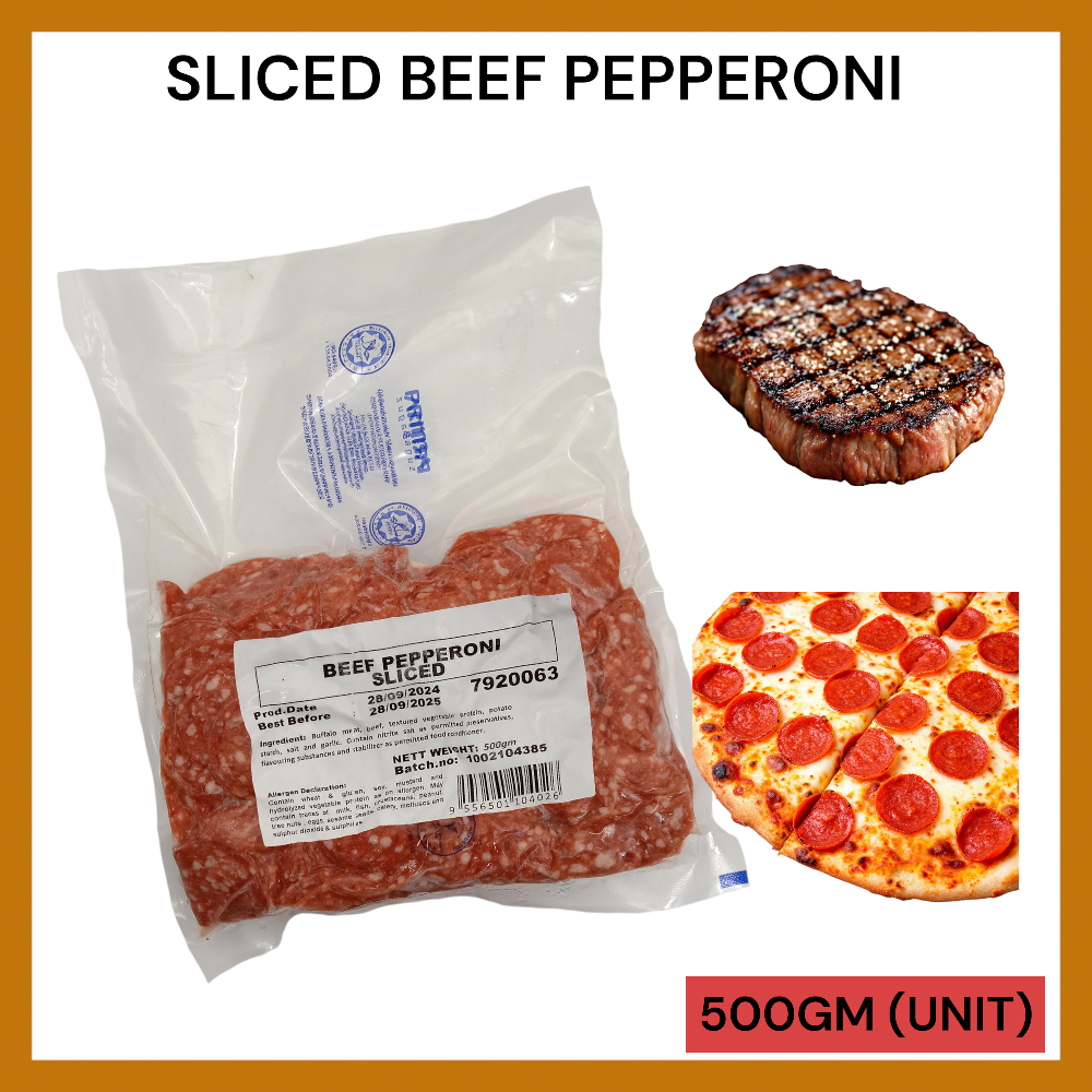 PRIMA SLICED BEEF PEPPERONI 500GM PER UNIT