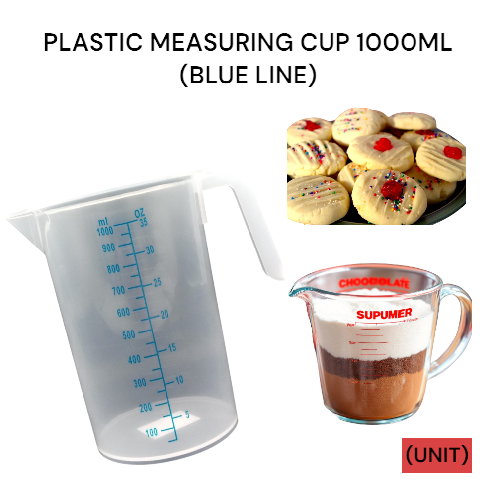 PLASTIC MEASURING CUP 1000ML (BLUE LINE) PER UNIT