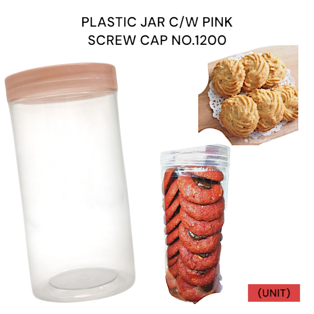 PLASTIC JAR C/W PINK SCREW CAP NO.1200 PER UNIT