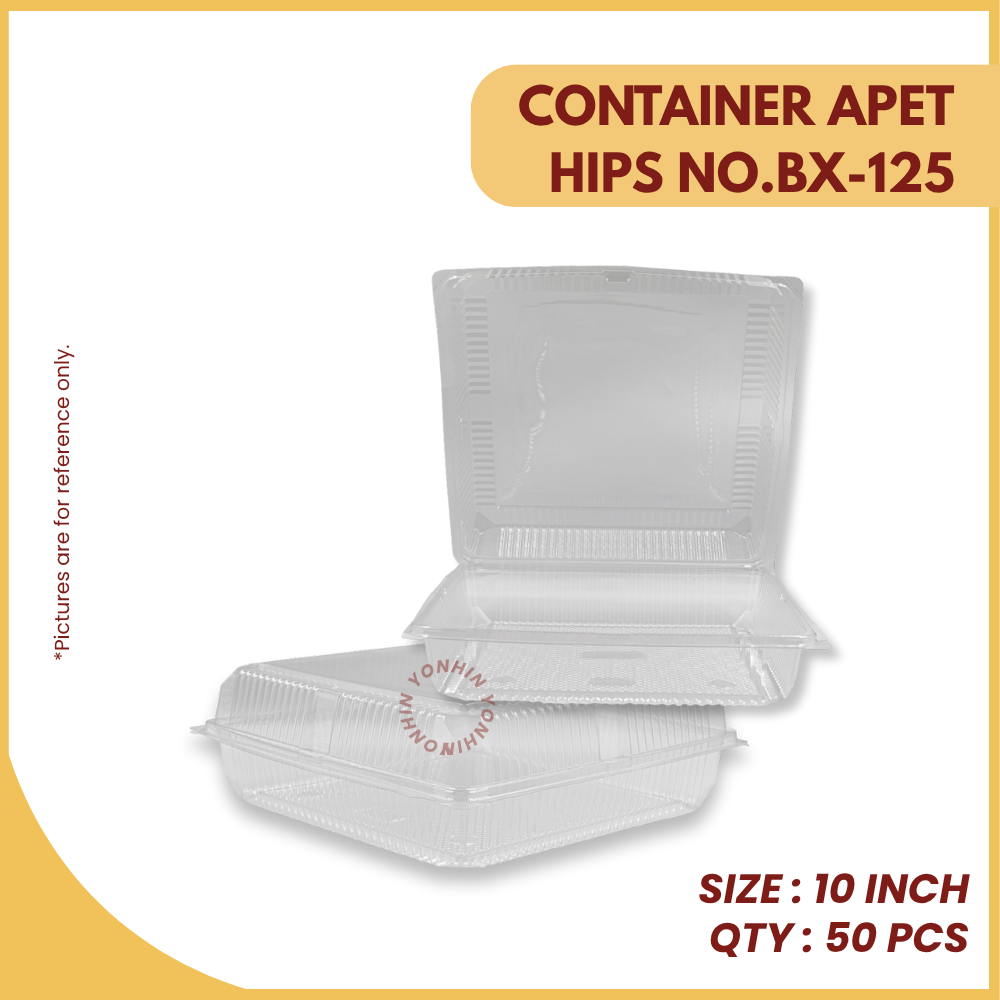CONTAINER APET HIPS NO.BX-125 (10") 50PCS-PKT