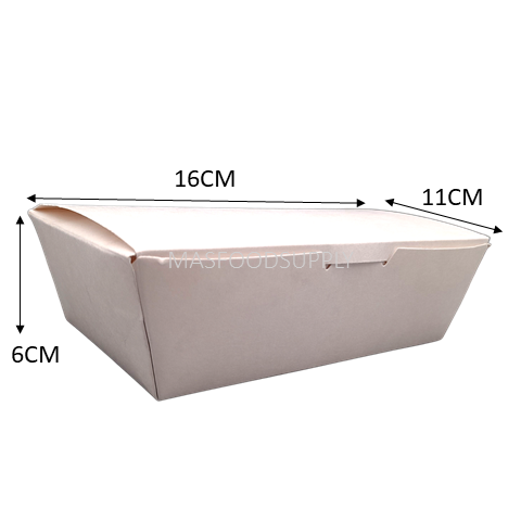 Mlex/MLBX-160 Large Paper Lunch Box / 400 pieces (White) Disposable Food Box Takeaway Container Kotak Makanan