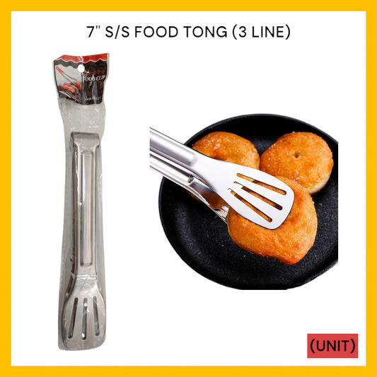 7" S/S FOOD TONG (3LINE) PER UNIT