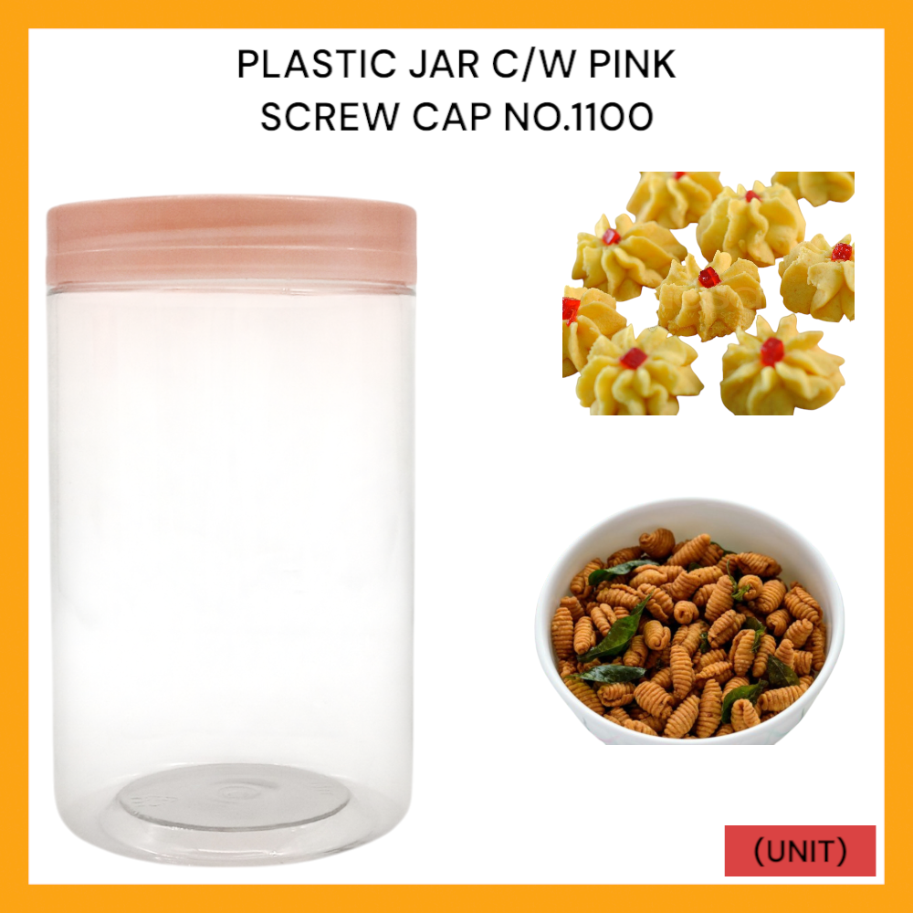 PLASTIC JAR C/W PINK SCREW CAP NO.1100 PER UNIT
