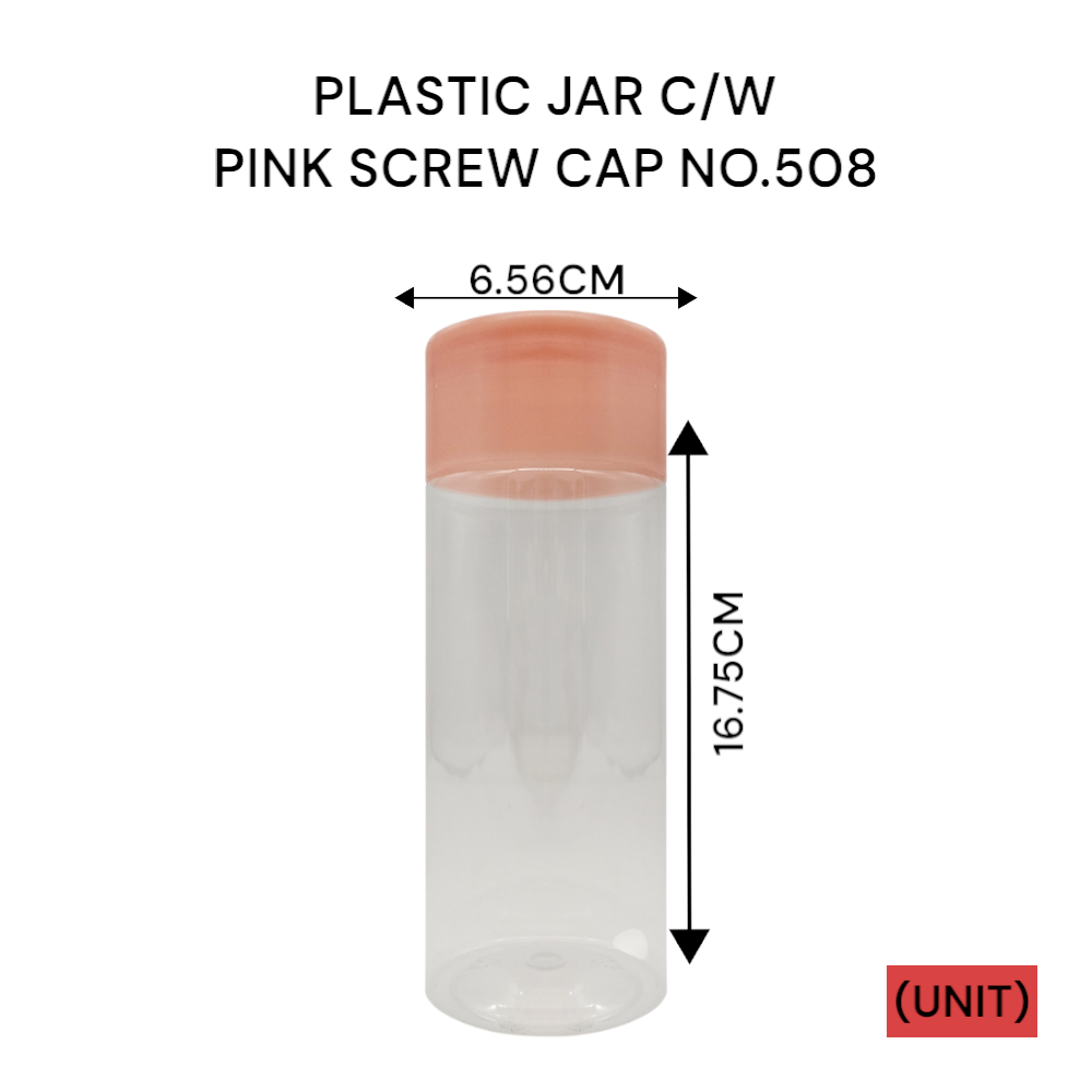 PLASTIC JAR C/W PINK SCREW CAP NO.508 PER UNIT