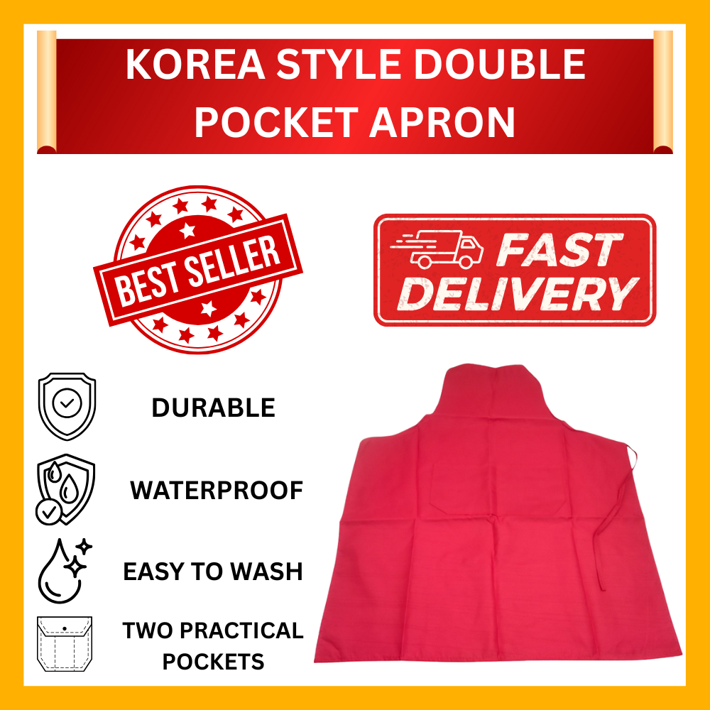 DOUBLE POCKET KOREA STYLE APRON (READY STOCK)