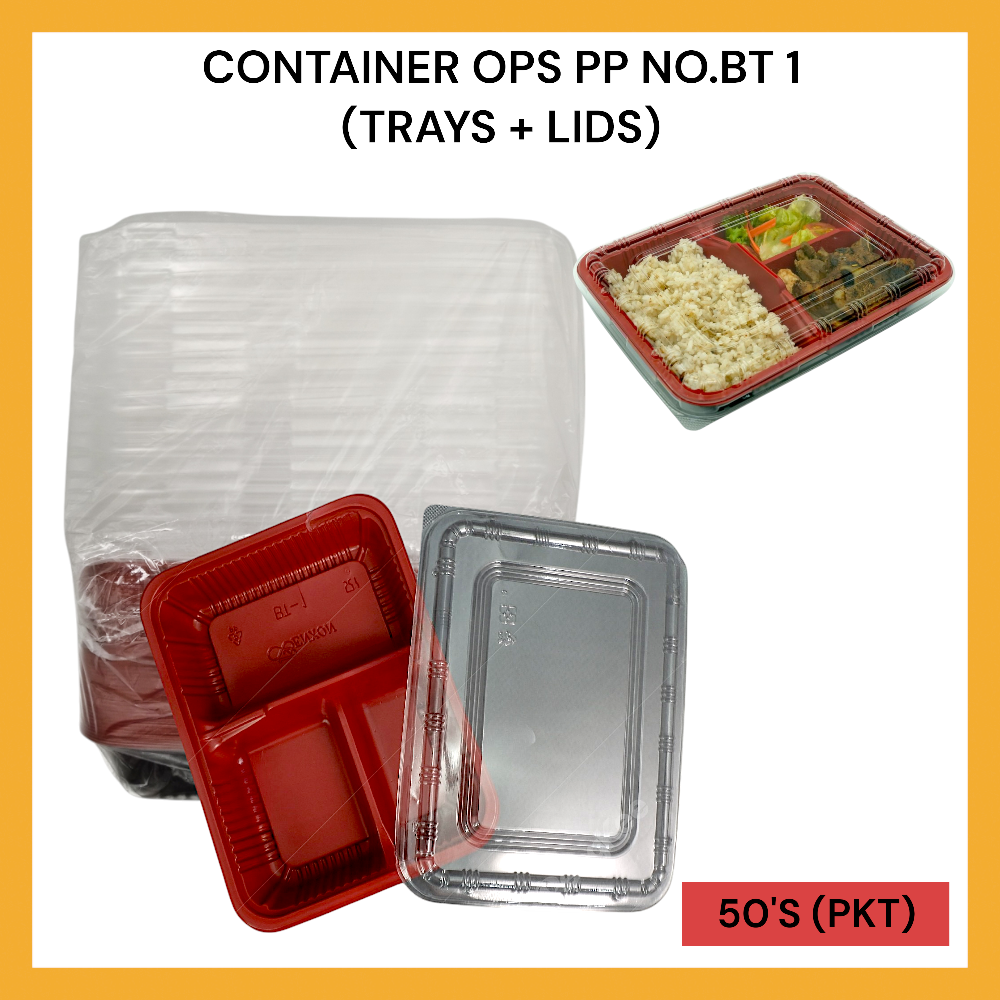 CONTAINER OPS PP NO.BT-1 (TRAY+LIDS) 50PCS PER PKT