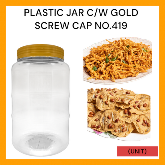 PLASTIC JAR C/W GOLD CAP NO.419 PER UNIT