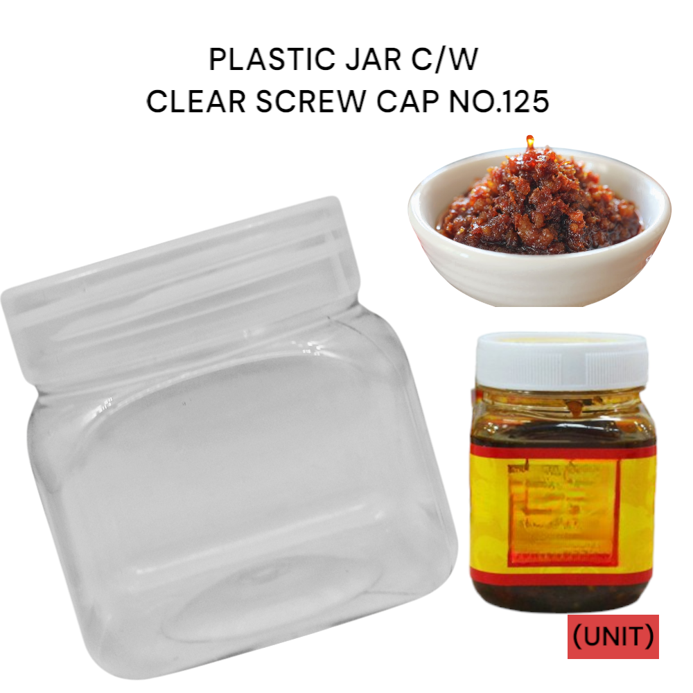 PLASTIC JAR C/W CLEAR SCREW CAP NO.125 PER UNIT