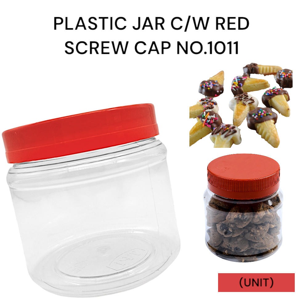 PLASTIC JAR C/W RED SCREW CAP NO.1011 PER UNIT