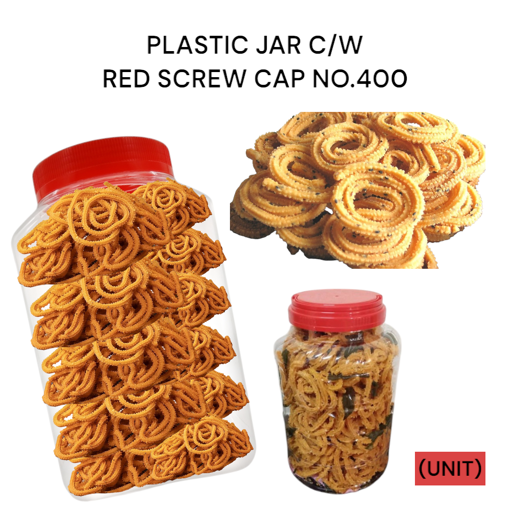 PLASTIC JAR C/W RED SCREW CAP NO.400 PER UNIT