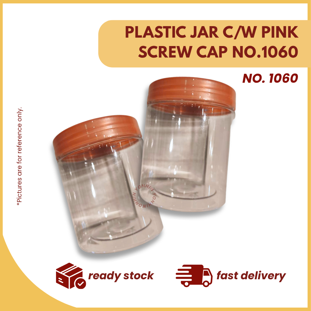 PLASTIC JAR C/W PINK SCREW CAP NO.1060-UNIT