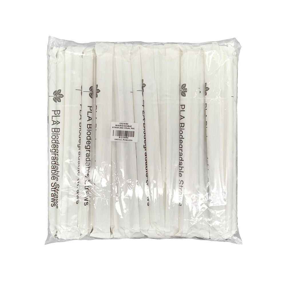 12X230MM BIODEGRADABLE STRAW (INDIVIDUAL PACK) 100'S Per Pack