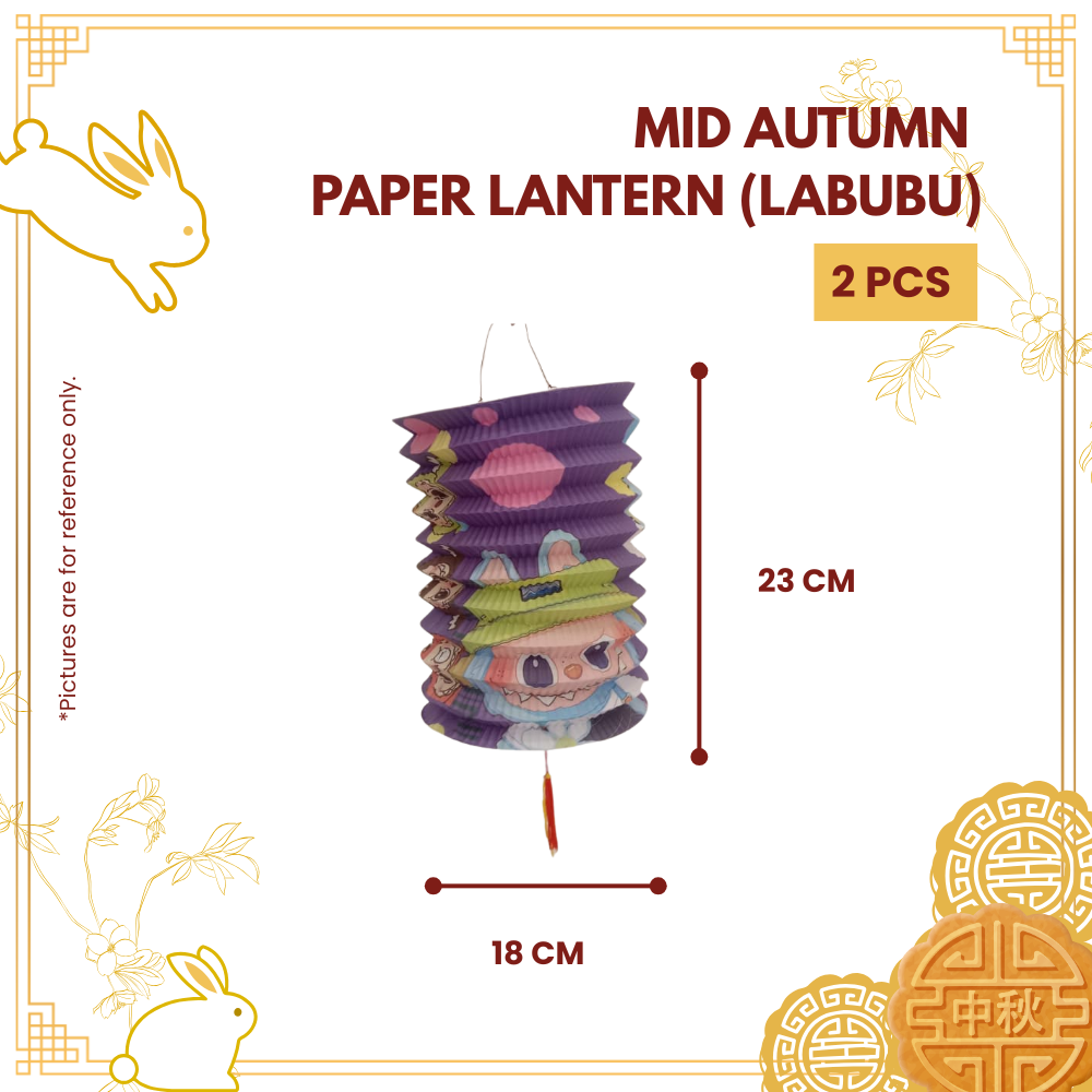 MID AUTUMN PAPER LANTERN (LABUBU)+HANDLE 2PCS-PKT-R
