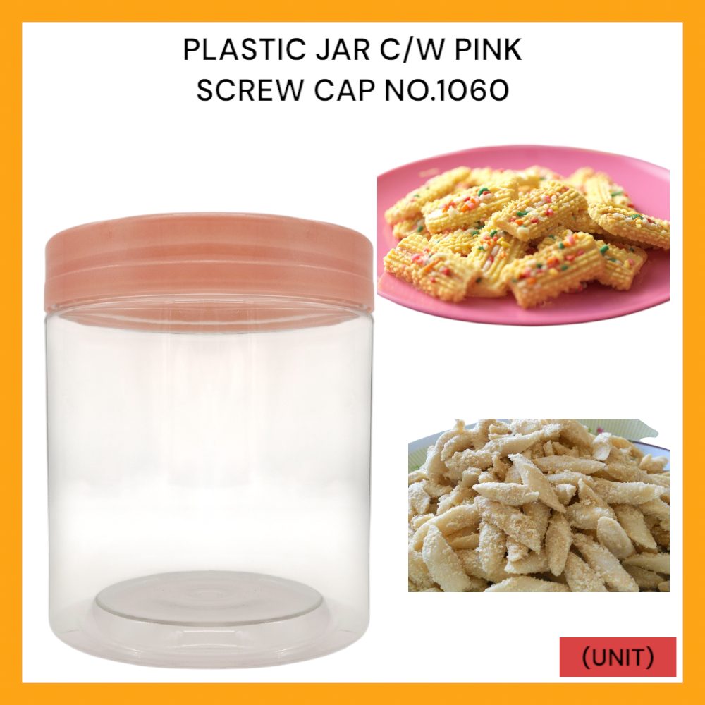 PLASTIC JAR C/W PINK SCREW CAP NO.1060 PER UNIT