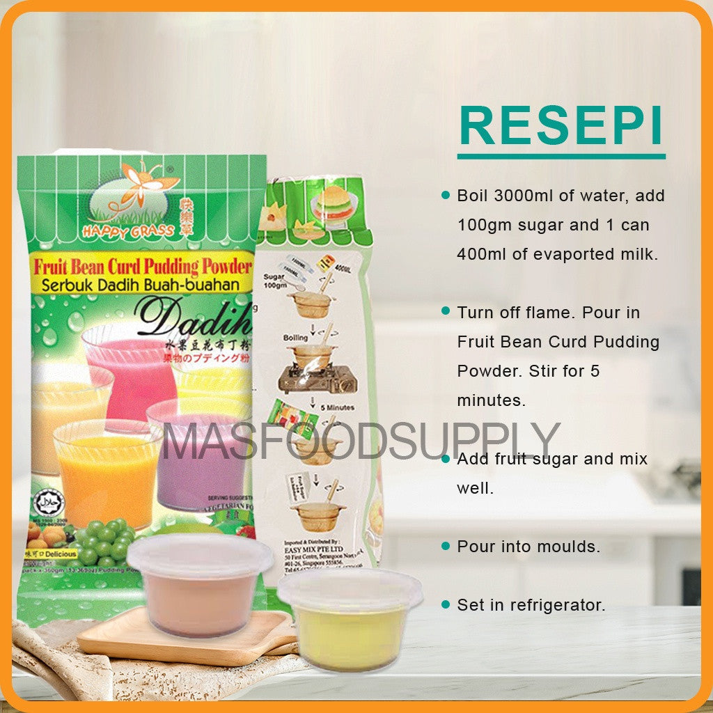 24 Packs x 360 gm per Carton Happy Grass Fruit Bean Curd Pudding Powder/ Happy Grass Serbuk Dadih