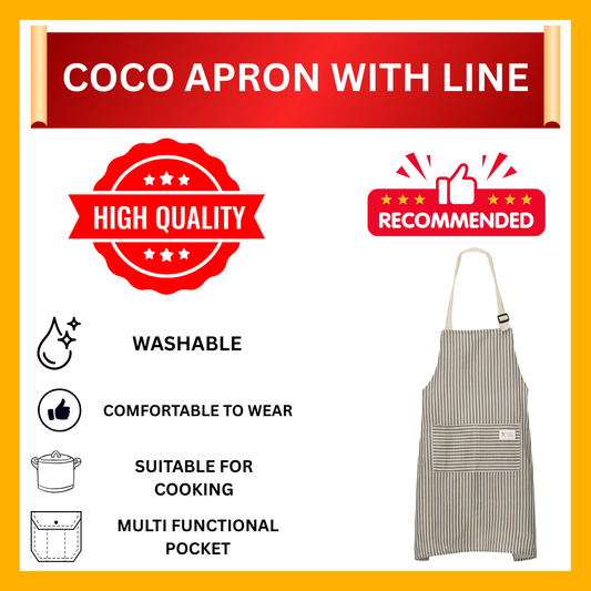 APRON WITH COCO LINE PATTERN (READY STOCK)