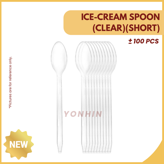 ICE-CREAM SPOON (CLEAR)(SHORT) - 100+/-PCS-UNIT