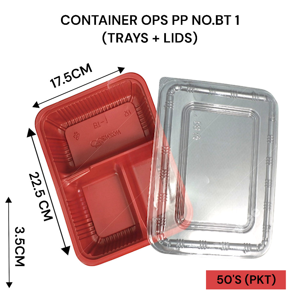 CONTAINER OPS PP NO.BT-1 (TRAY+LIDS) 50PCS PER PKT