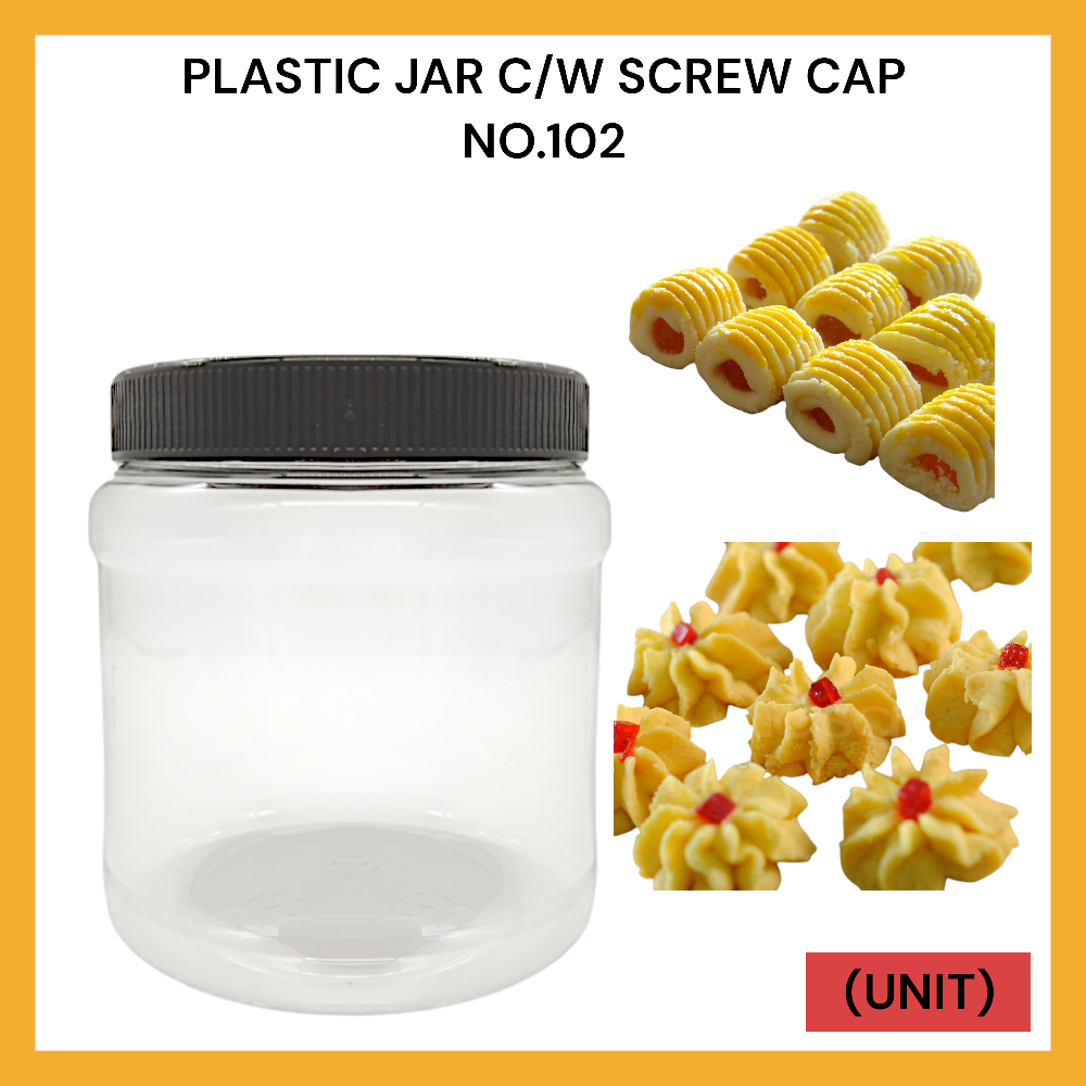 PLASTIC JAR C/W BLACK SCREW CAP NO.102 PER UNIT