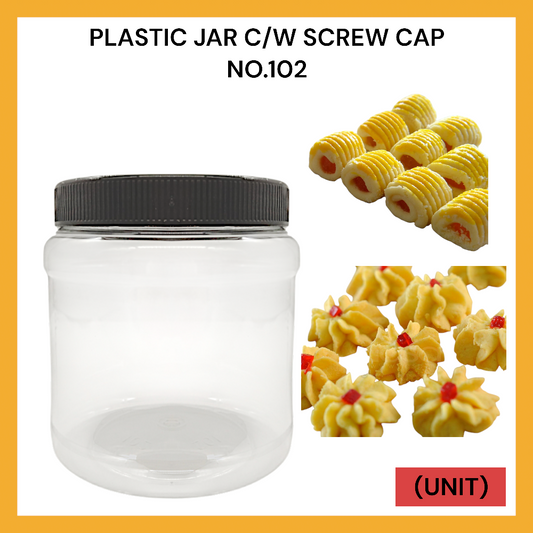 PLASTIC JAR C/W BLACK SCREW CAP NO.102 PER UNIT