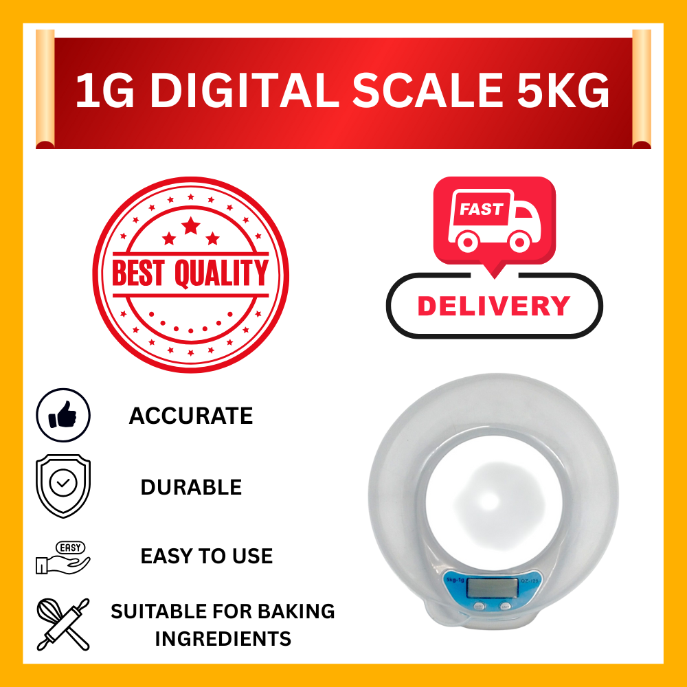 5KG - 1G DIGITAL KITCHEN SCALE (14-QZ129A)
