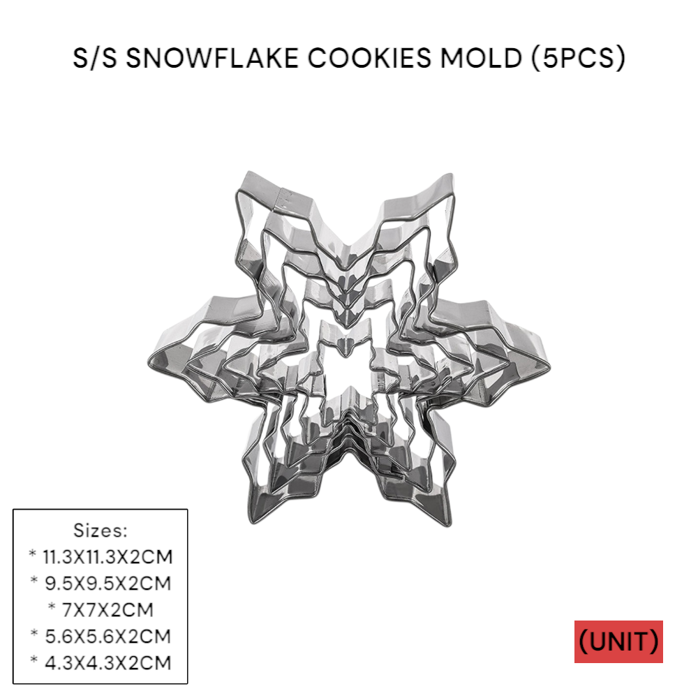 S/S SNOWFLAKE COOKIES MOLD (5PCS) PER UNIT
