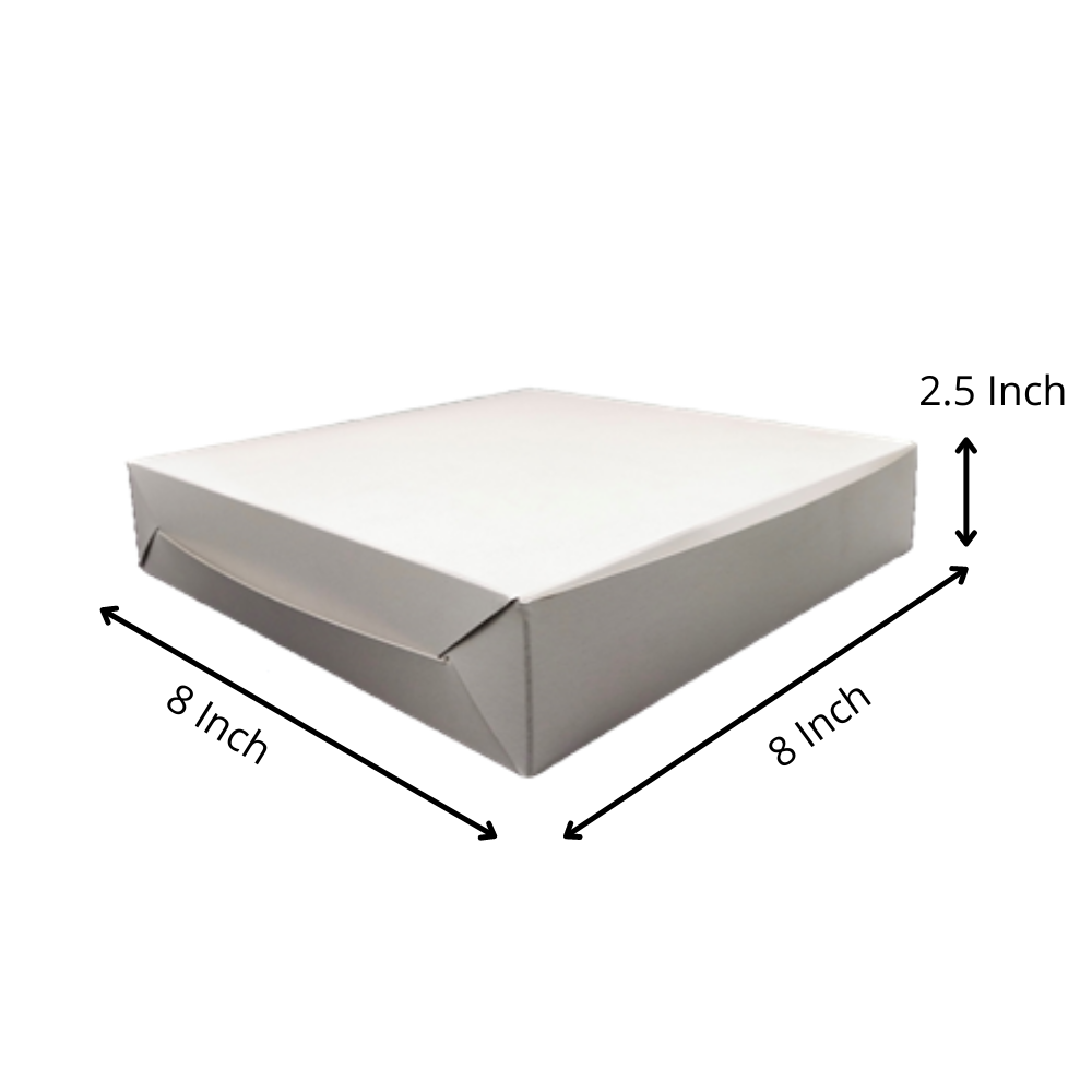 (100 Pcs) 8 Inches Square White Cake Box/ Dessert/ Cream Puff Box/ Kotak Segi Empat Sama untuk Kek Kuih Lapis