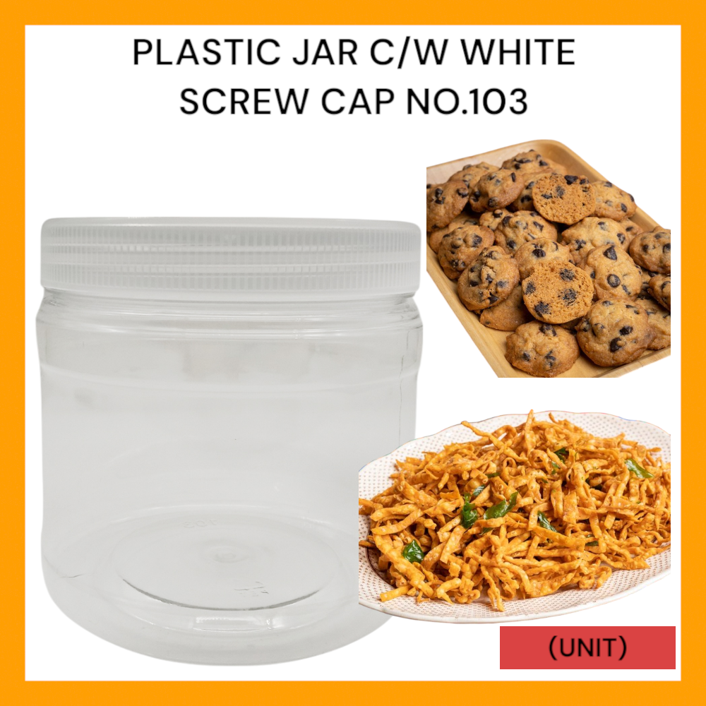 PLASTIC JAR C/W WHITE SCREW CAP NO.103 PER UNIT
