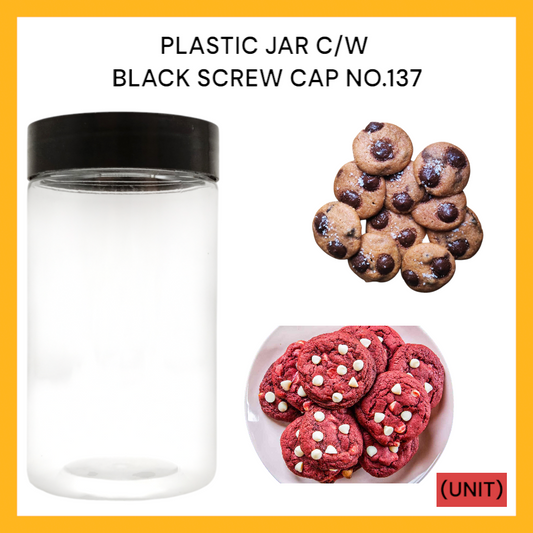 PLASTIC JAR C/W BLACK SCREW CAP NO.137 PER UNIT