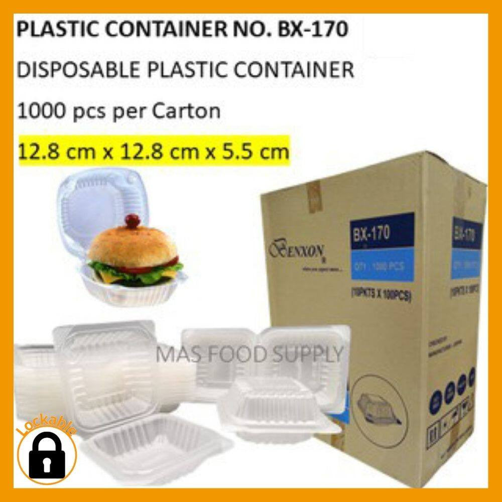 1000 pcs per Carton Container NO. BX-170 Burger Box / Plastic Disposable Lunch Box / Food Container
