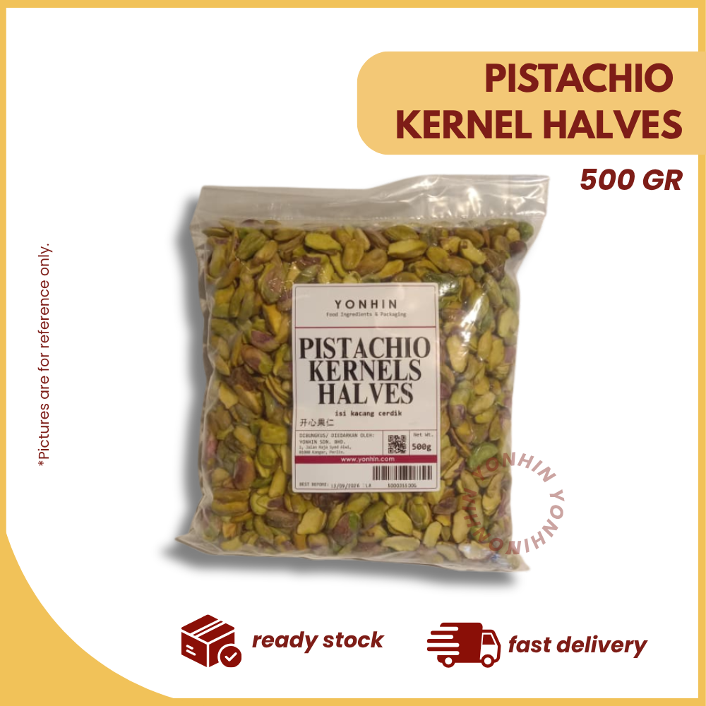 PISTACHIO KERNEL HALVES 500G-PKT-R