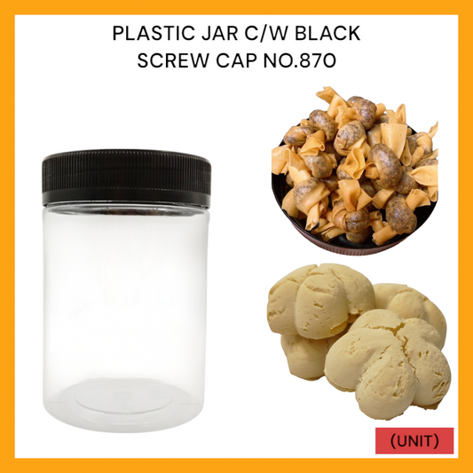 PLASTIC JAR C/W BLACK SCREW CAP NO.870 PER UNIT