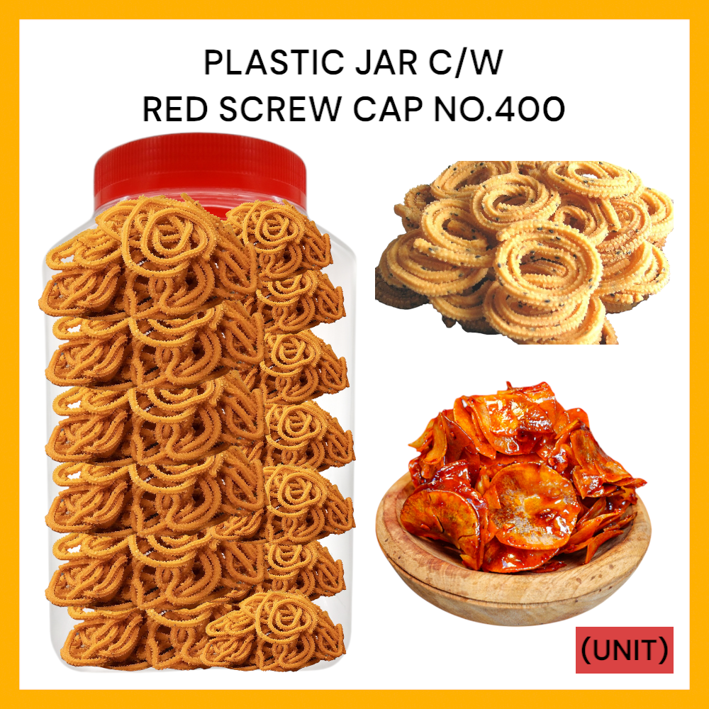 PLASTIC JAR C/W RED SCREW CAP NO.400 PER UNIT