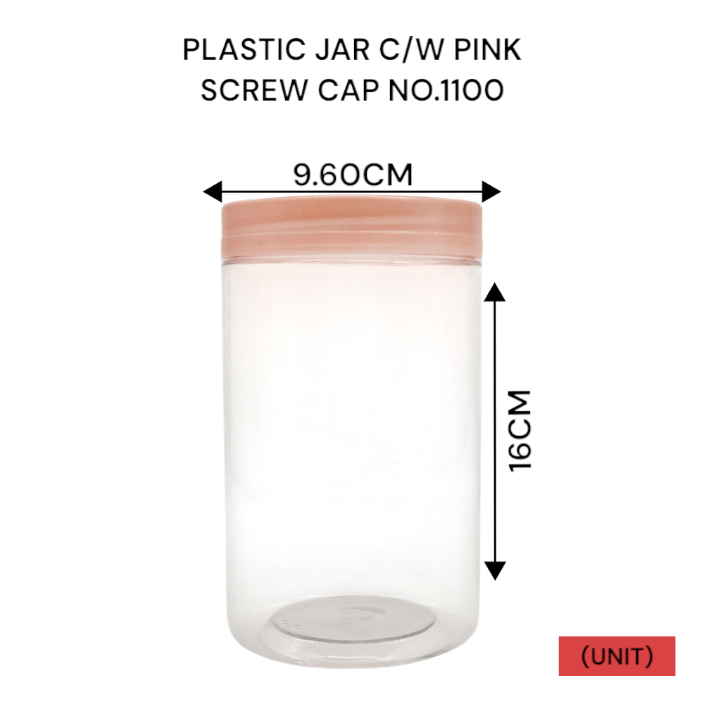 PLASTIC JAR C/W PINK SCREW CAP NO.1100 PER UNIT