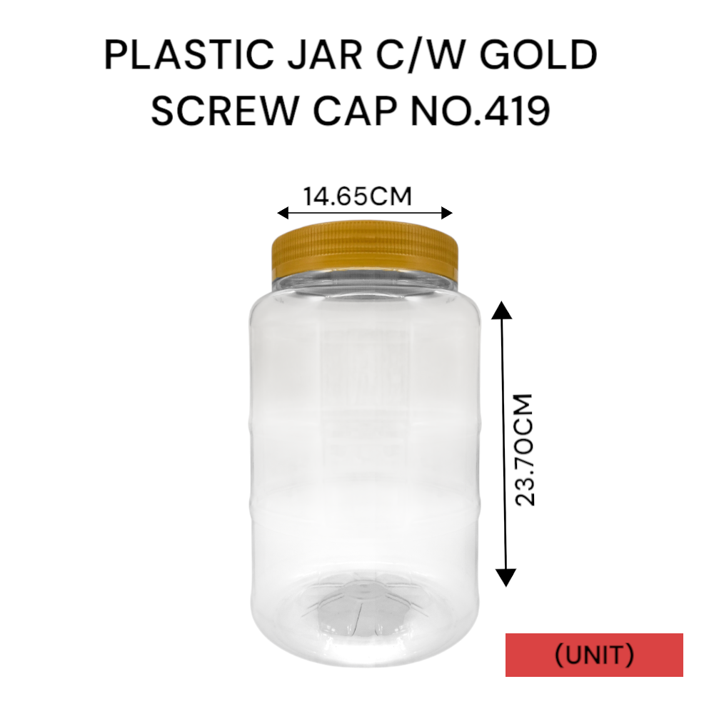 PLASTIC JAR C/W GOLD CAP NO.419 PER UNIT