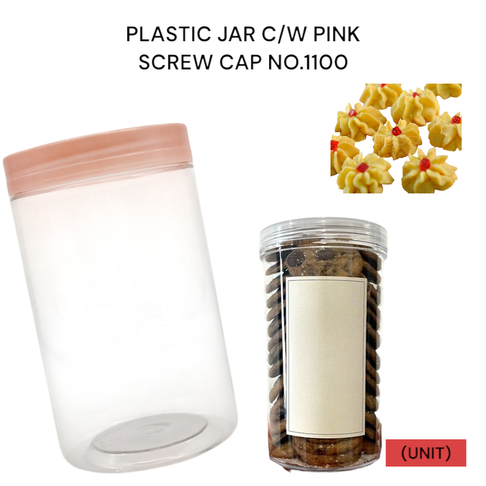 PLASTIC JAR C/W PINK SCREW CAP NO.1100 PER UNIT