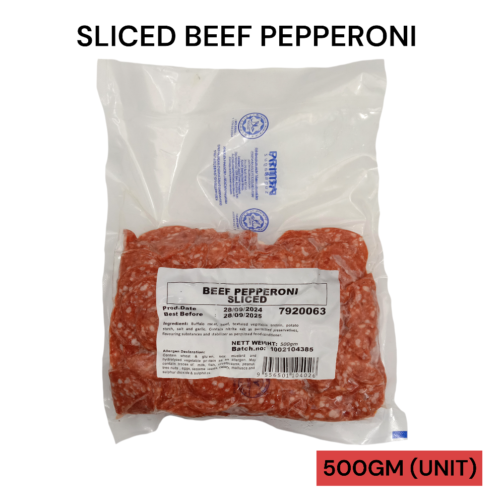PRIMA SLICED BEEF PEPPERONI 500GM PER UNIT