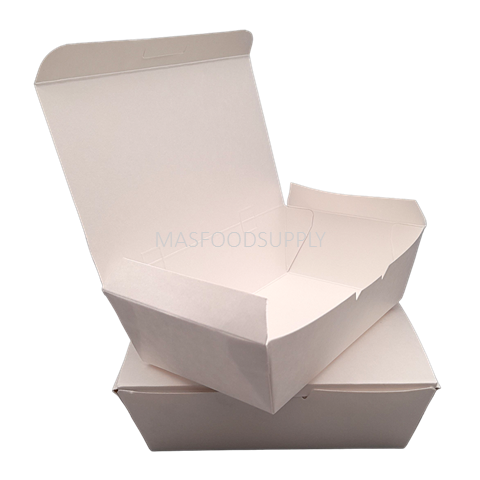 Mlex/MLBX-160 Large Paper Lunch Box / 400 pieces (White) Disposable Food Box Takeaway Container Kotak Makanan