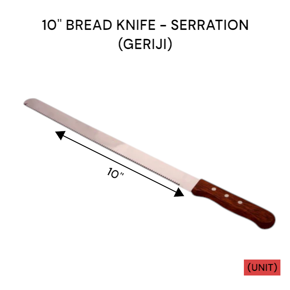 10" STAINLESS STEEL BREAD KNIFE -SERRATION (GERIJI)