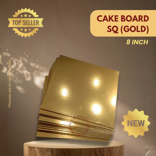 CAKE BOARD SQ 8" (GOLD) -BDL-100