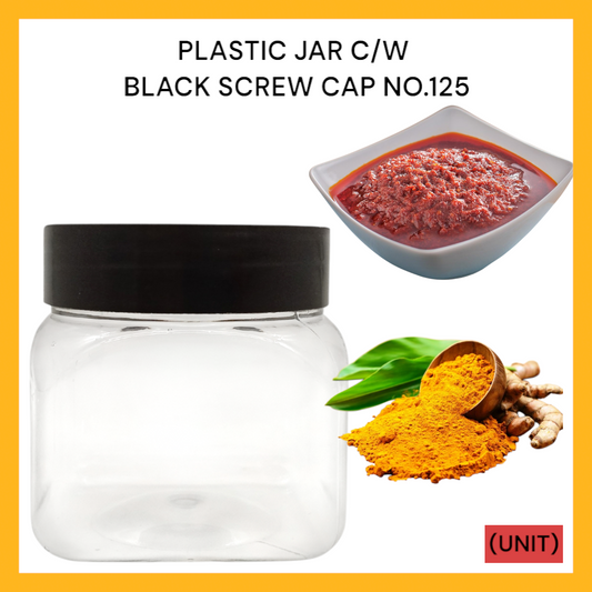 PLASTIC JAR C/W BLACK SCREW CAP NO.125 PER UNIT