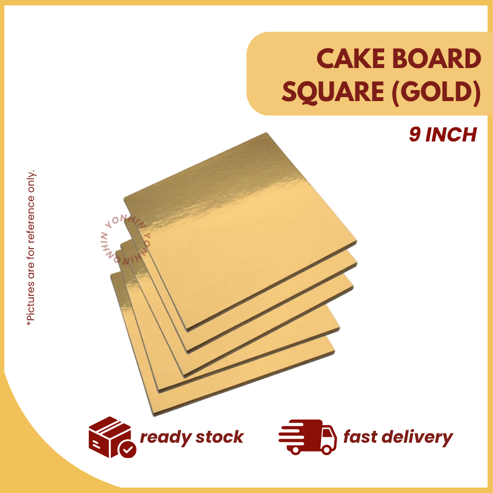 CAKE BOARD SQUARE 9" (GOLD) -BDL-100