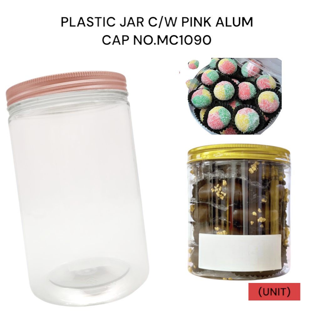 PLASTIC JAR C/W PINK ALUM CAP NO.MC1090 PER UNIT