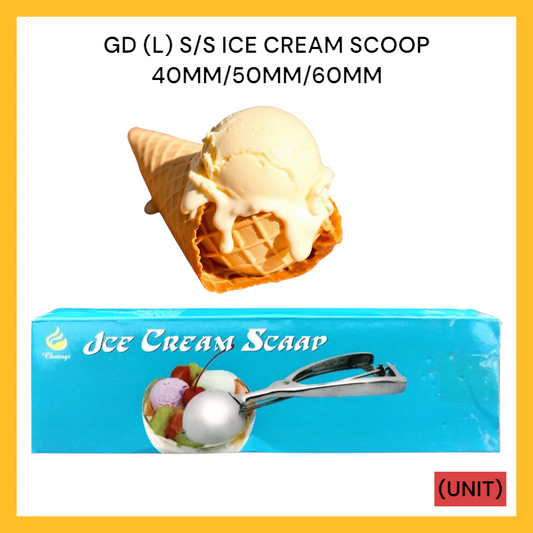 GD (L) S/S ICE CREAM SCOOP 40MM/50MM/60MM PER UNIT