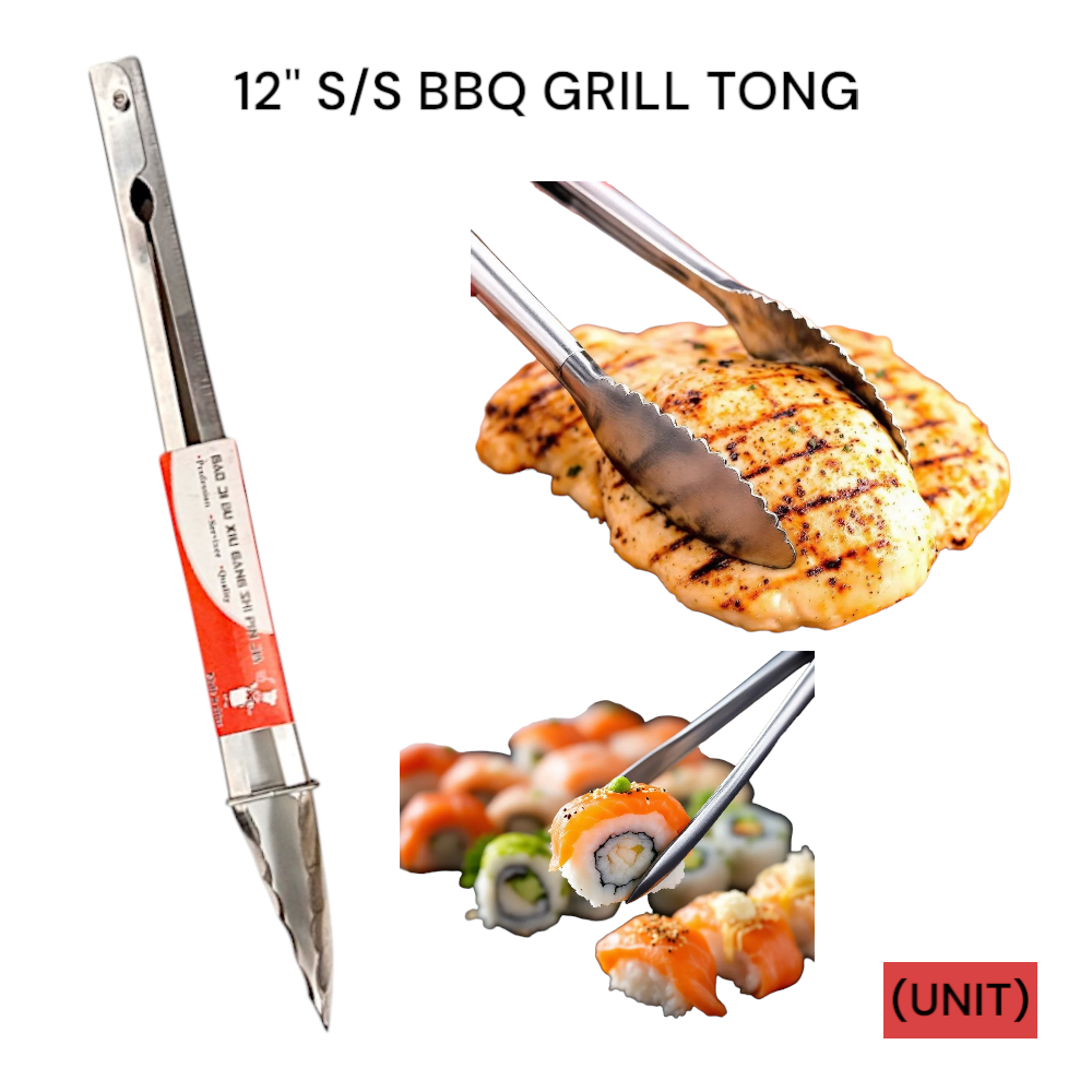 12" S/S BBQ GRILL TONG PER UNIT