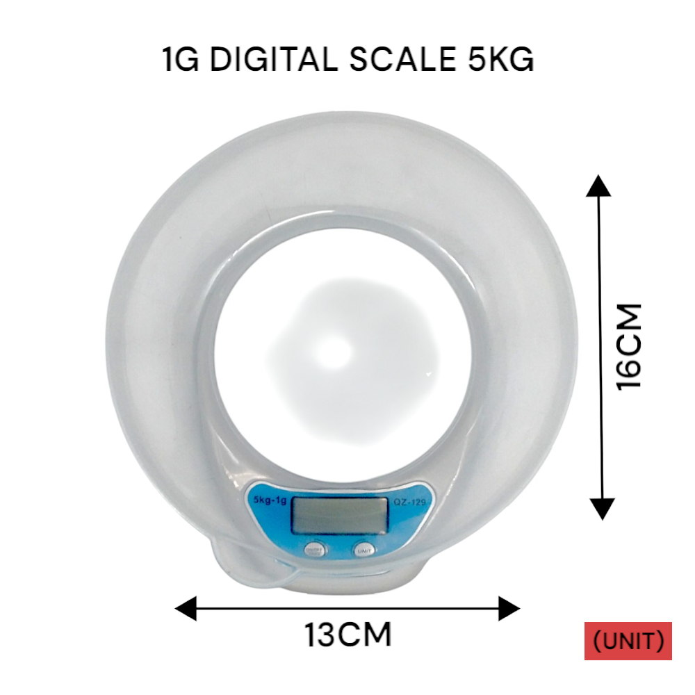 5KG - 1G DIGITAL KITCHEN SCALE (14-QZ129A)