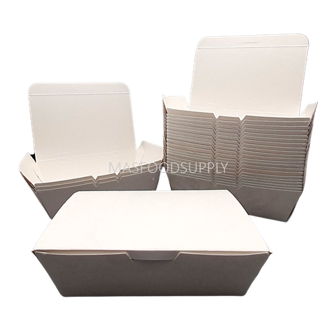 Mlex/MLBX-160 Large Paper Lunch Box / 400 pieces (White) Disposable Food Box Takeaway Container Kotak Makanan